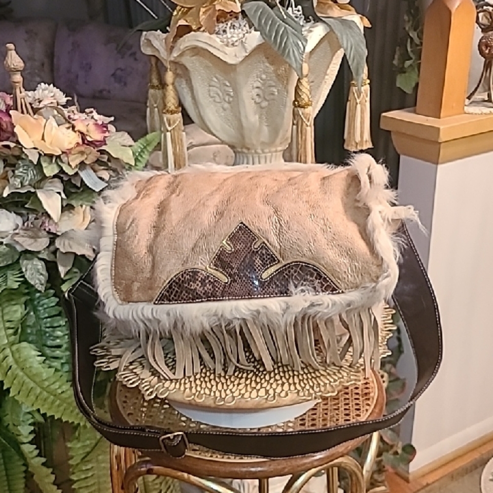 Gianfranco Sisti Luxurious Animal Print and Leather Shoulder or Crossbody Bag